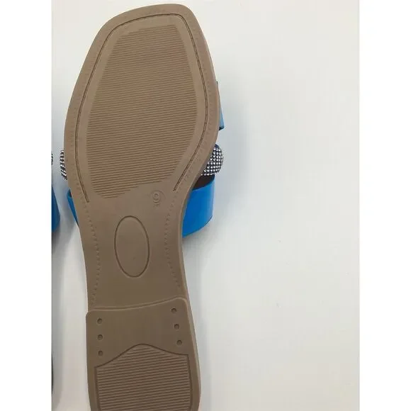 Women's Blue Rhinestone Cross Strap‎ Sandals Size 9 by Unbranded - Picture 2 of 8